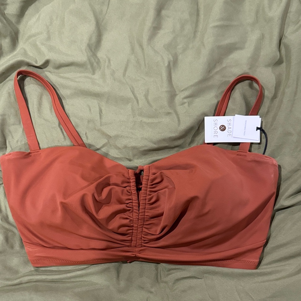 Shade & Shore Rust Bandeau Swim Top with Straps